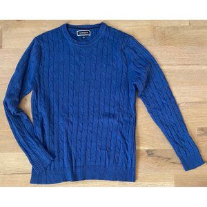 CLUB ROOM - CABLE KNIT CREWNECK SWEATER - 100% COTTON - BLUE - SMALL